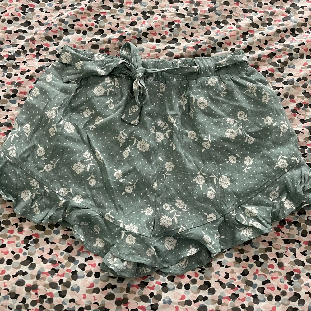 Green Flowy Shorts